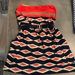 Marc Jacobs Strapless Chevron Dress in Burnt Orange and Navy Swimwear cover up